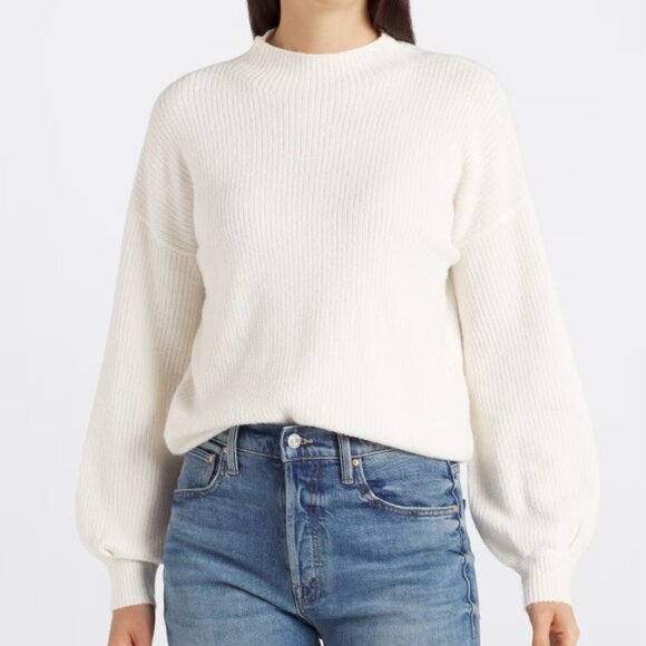 PINQUE Women’s Aliza Mock Neck Sweater Cream XL - Picture 2 of 5